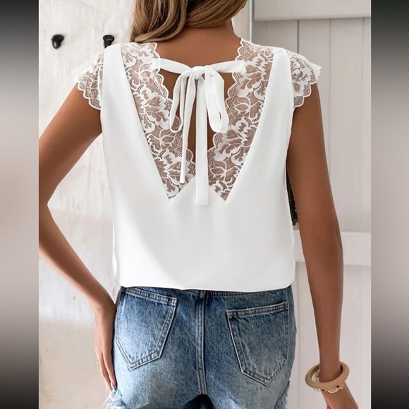 White Cloud Lace Tie Blouse - Watermelon main image 1